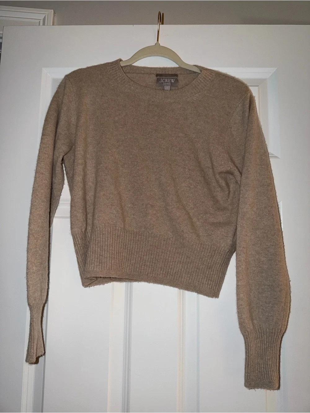 J. Crew Women's Cashmere Crewneck Sweater in Oatmeal Beige